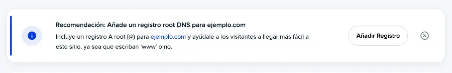 notificaciones personalizadas para dominios alojados en DreamHost sobre registros de acompañamiento faltantes