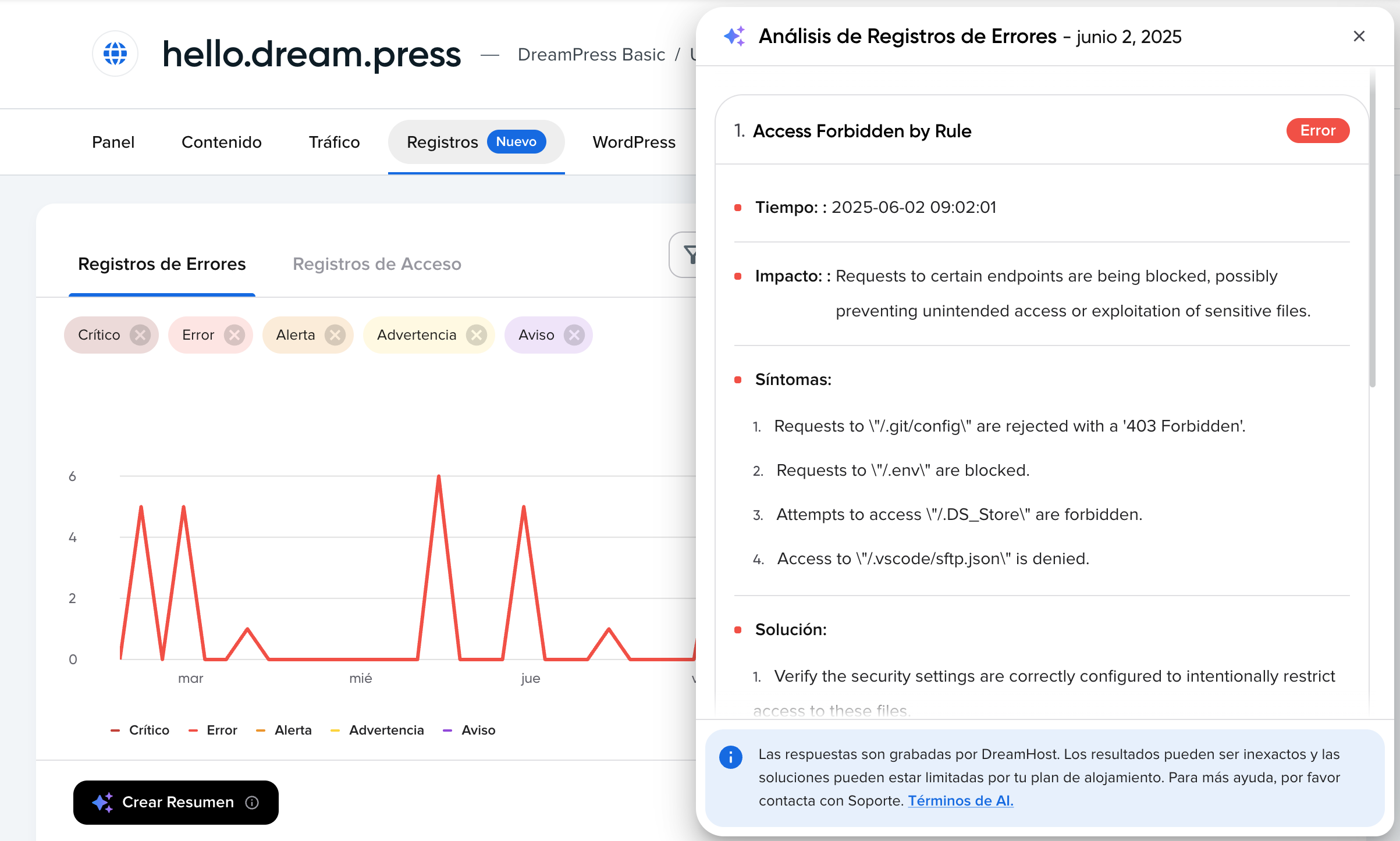Ya disponible: Registros de errores y accesos en tu panel