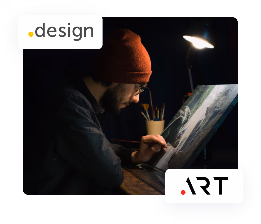 UI tags with man painting on a canvas
