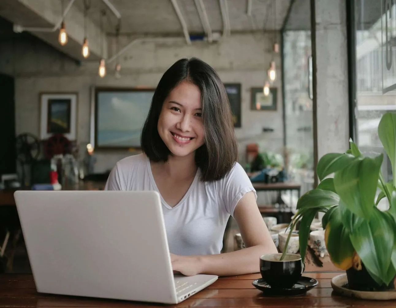 woman using laptop