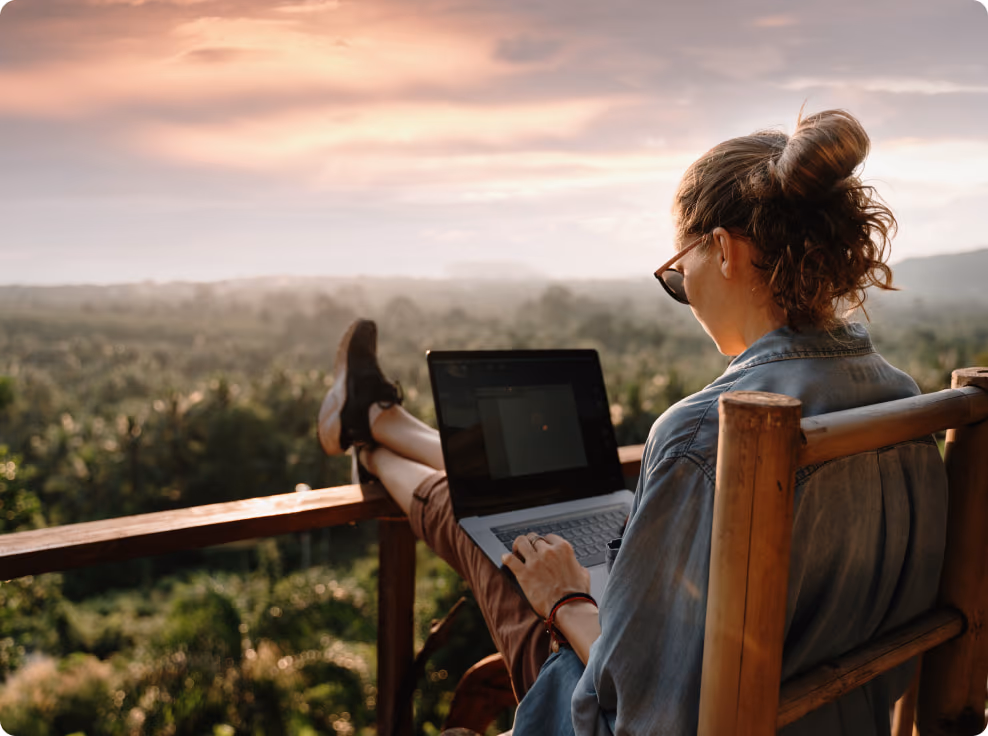 woman using laptop