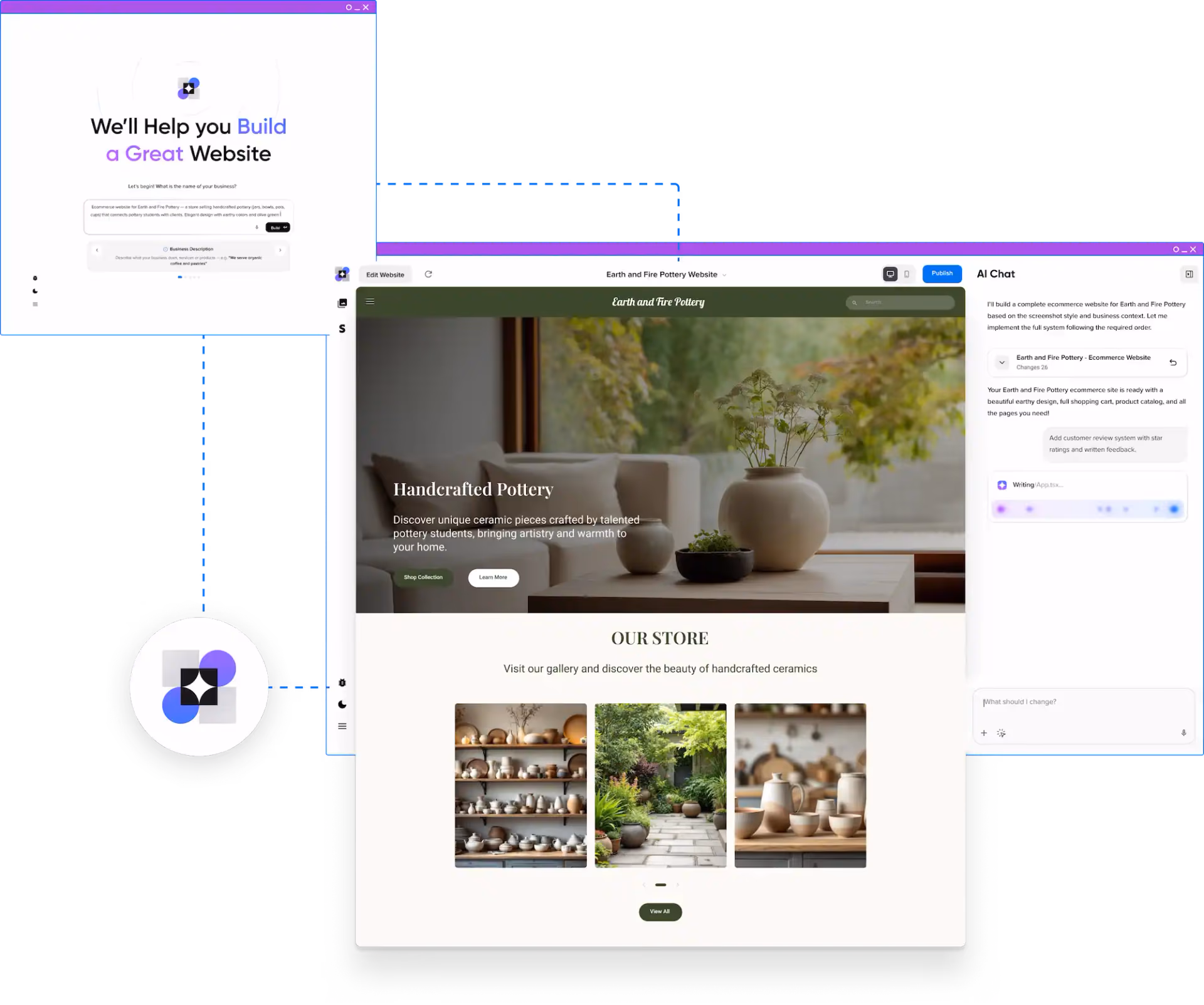 Remixer AI Website Builder — describe your business, then edit with AI chat to build a complete website